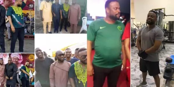 Okon Lagos spotted at an event with his ‘pot belly’ days after sharing workout transformation photos